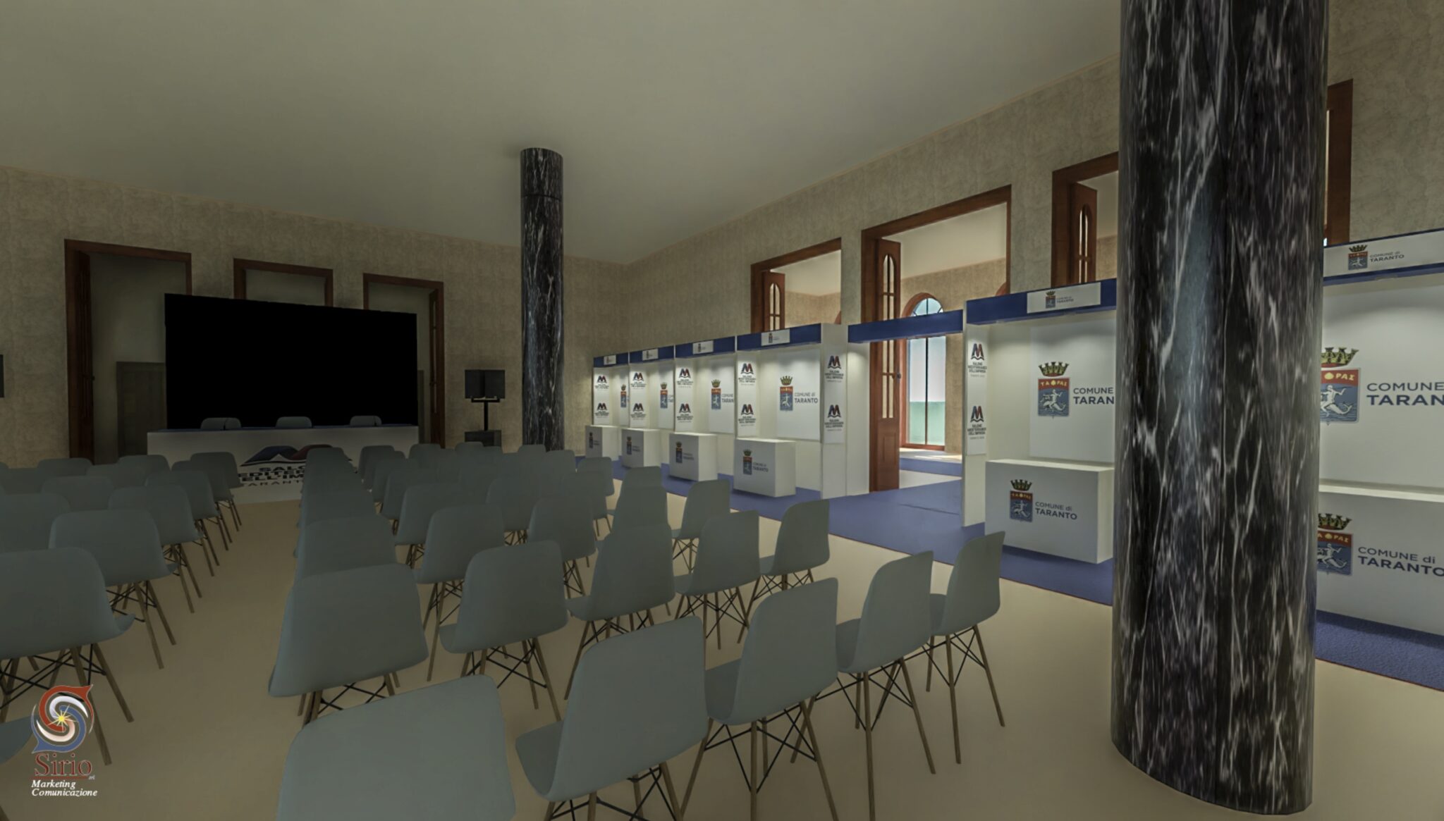 Allestimento per una tavola rotonda istituzionale